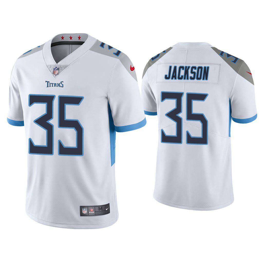 Men Tennessee Titans 35 Chris Jackson Nike White Vapor Limited NFL Jersey
